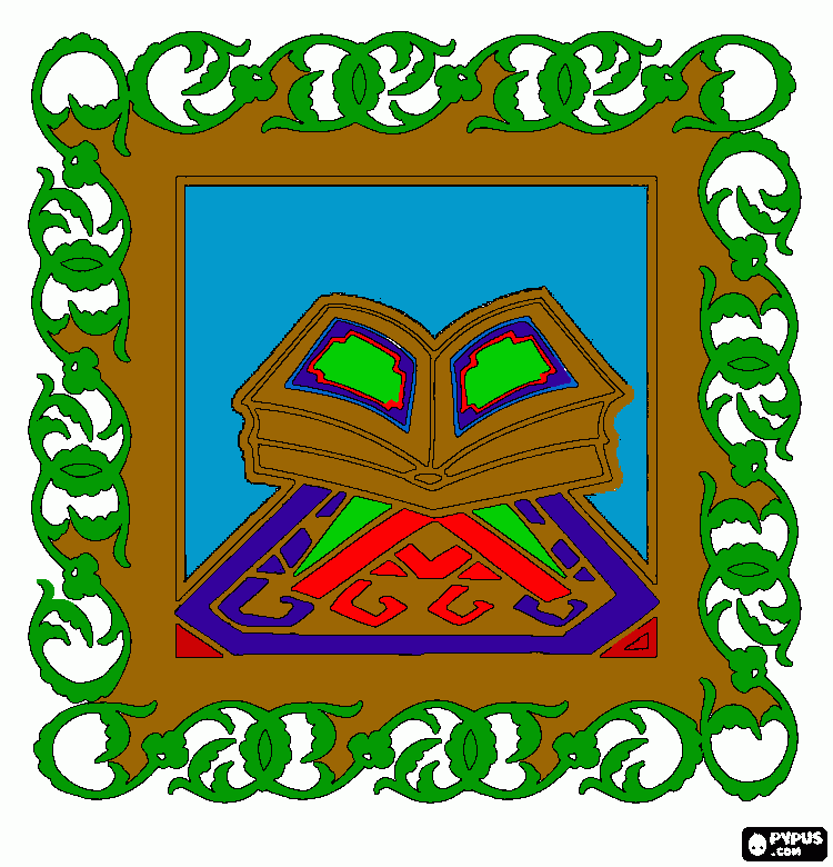 sacred book of islam. coloring page