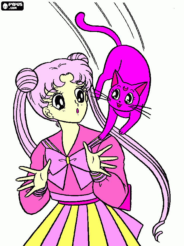 Sailor Moon and Diana coloring page