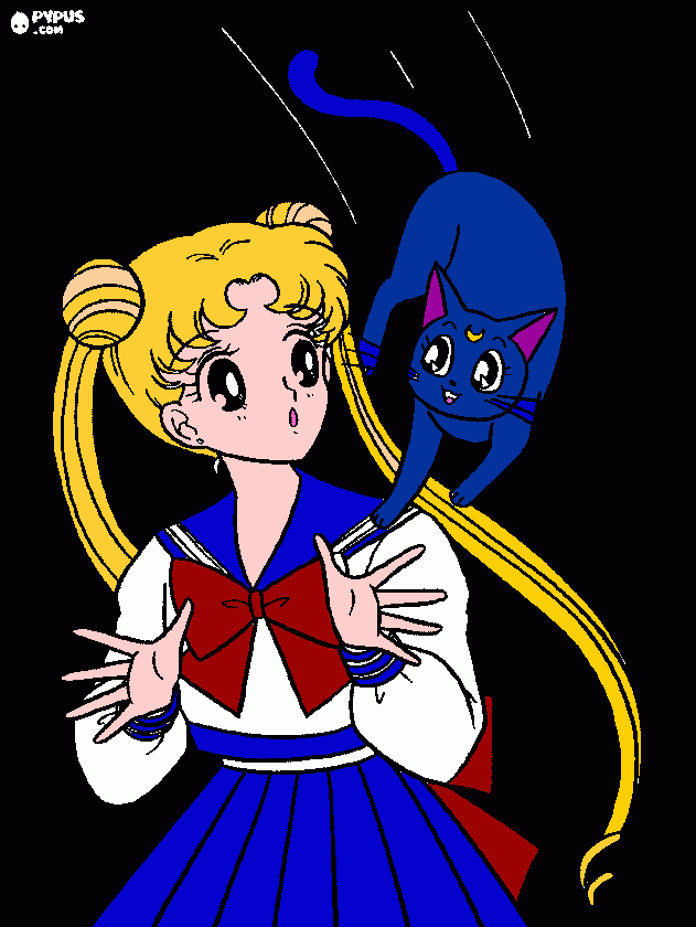 Sailor Moon and Luna! coloring page
