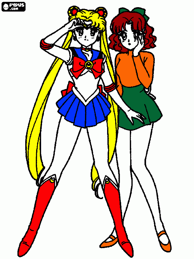 Sailor moon and Naru-Chan coloring page
