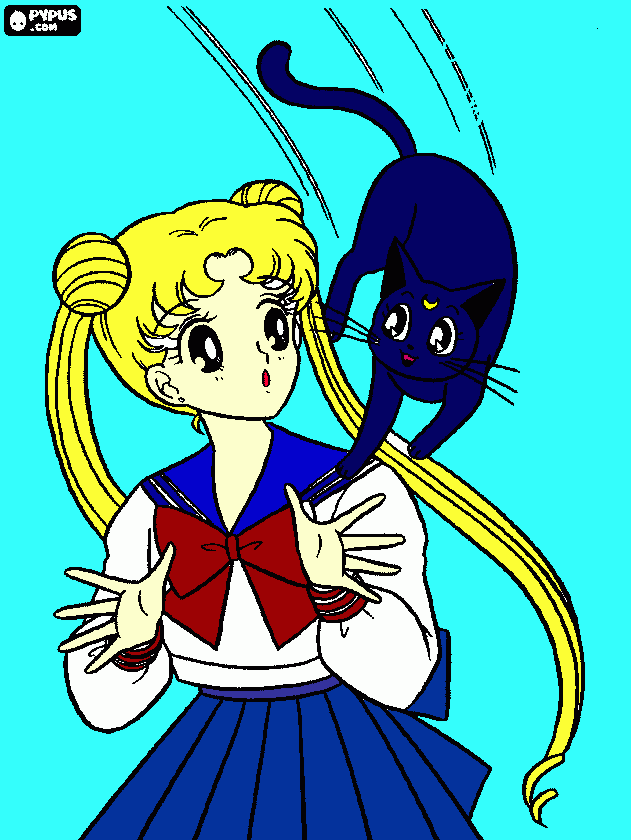 sailormoon meets luna coloring page