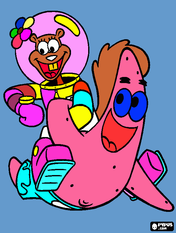 SANDY WITH PATRICK coloring page