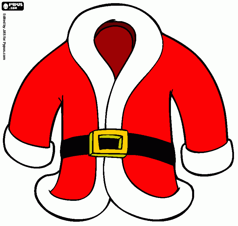 Santa red and white coat coloring page