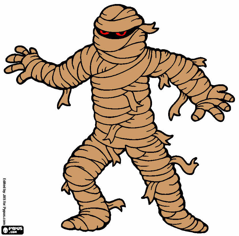 scary mummy coloring page