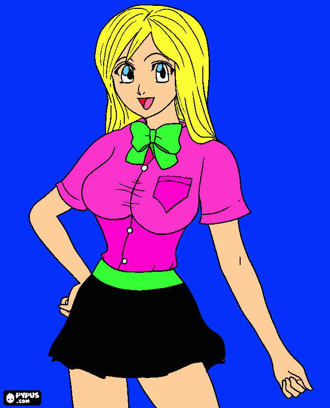 school girl coloring page