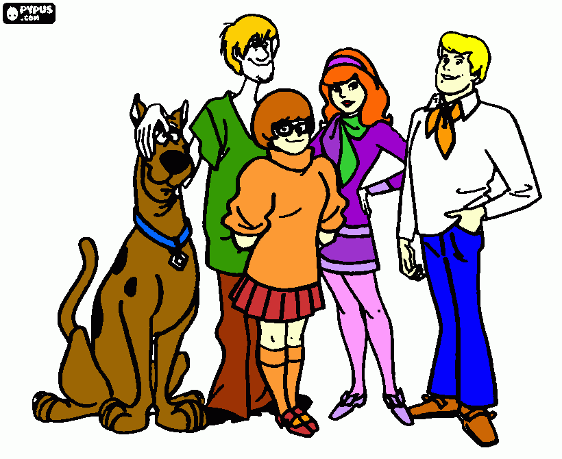 Scooby Doo + the gang coloring page