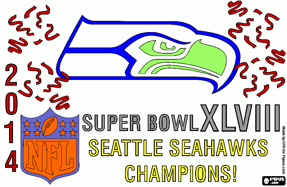 Seattle Seahawks, Super Bowl 2014 Champions  coloring page
