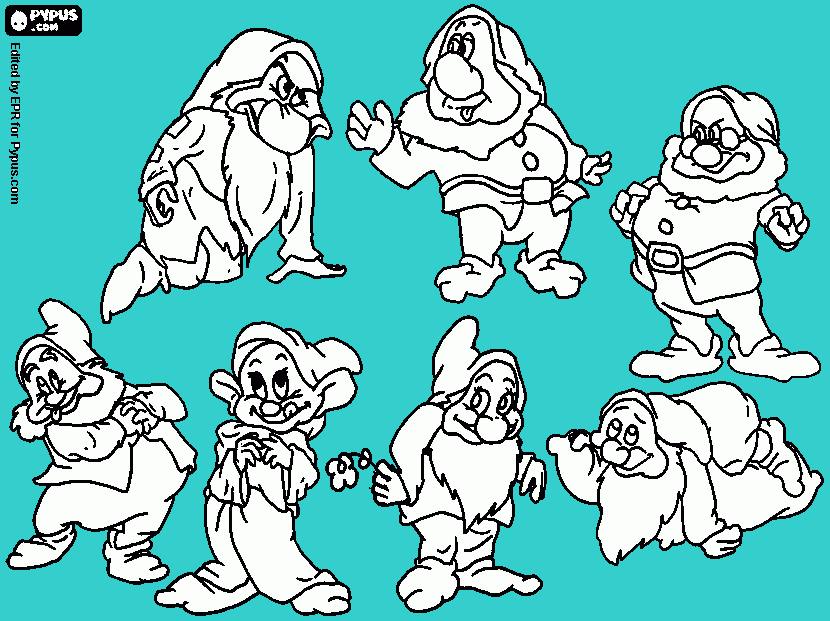 seven dwarfs coloring page