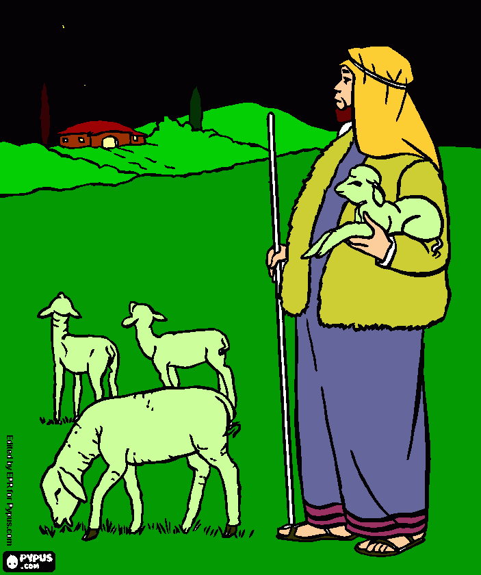 Shepherd in the Field coloring page
