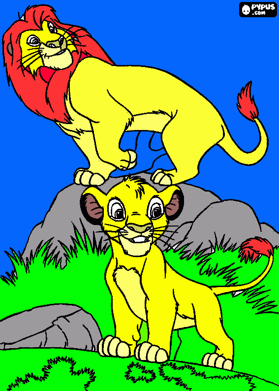 simba and his father mufasa from the lion king  coloring page