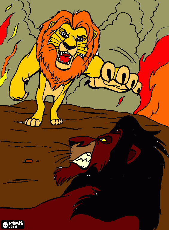 simba vs scar coloring page