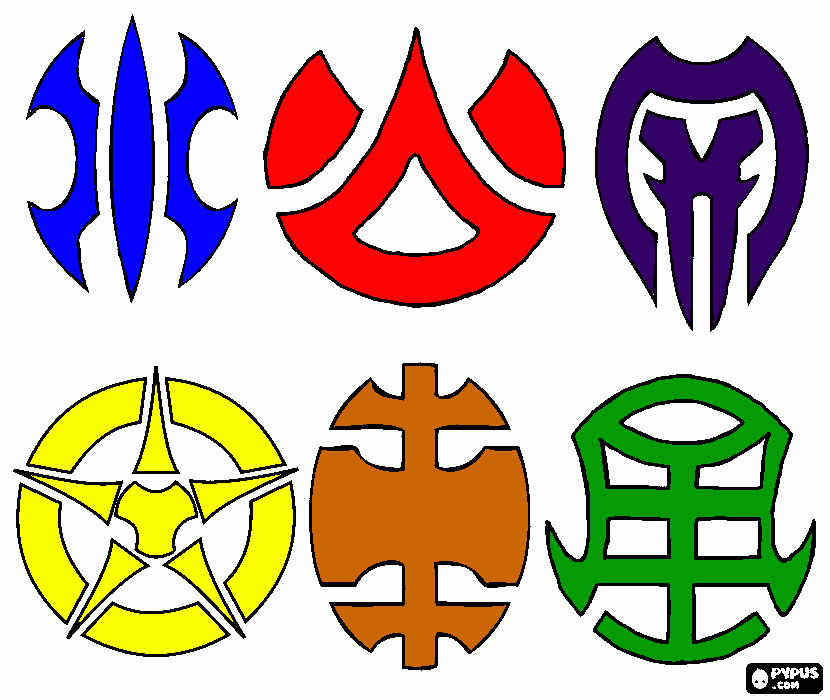 six symbols coloring page