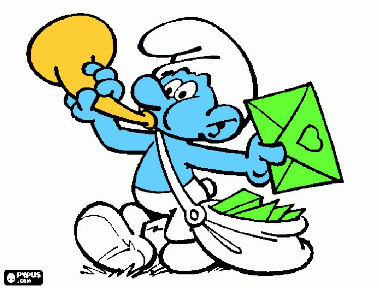 smurf and robert birthday coloring page