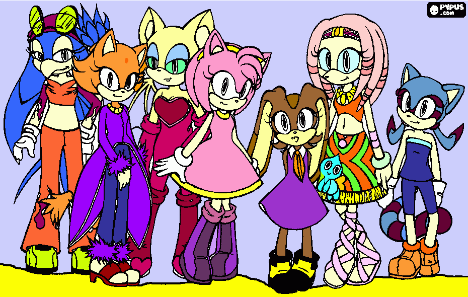 sonic, female characters coloring page