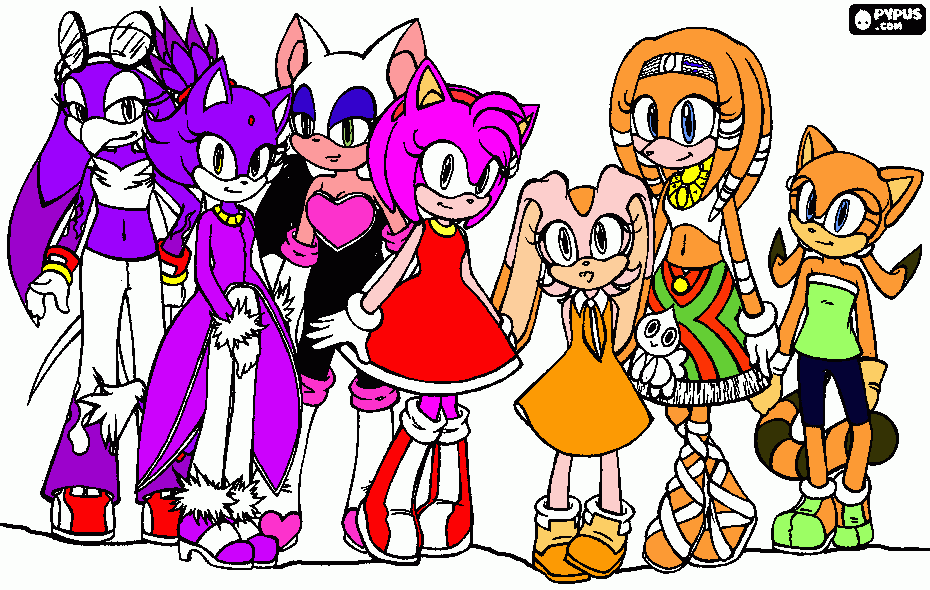 sonic girls coloring page