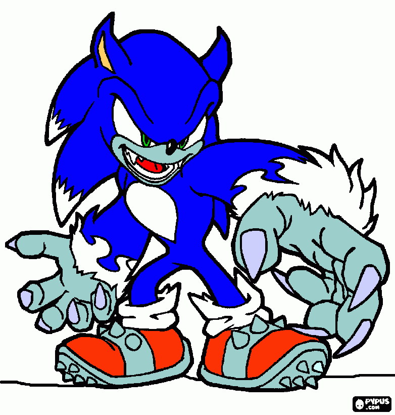 Sonic the werehog the latest coloring page