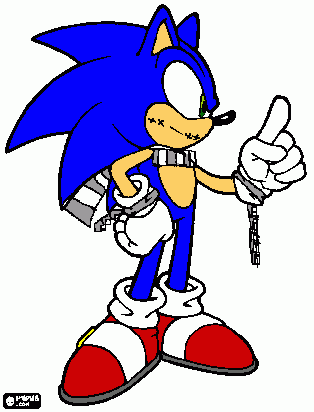 Sonic w/stitches coloring page
