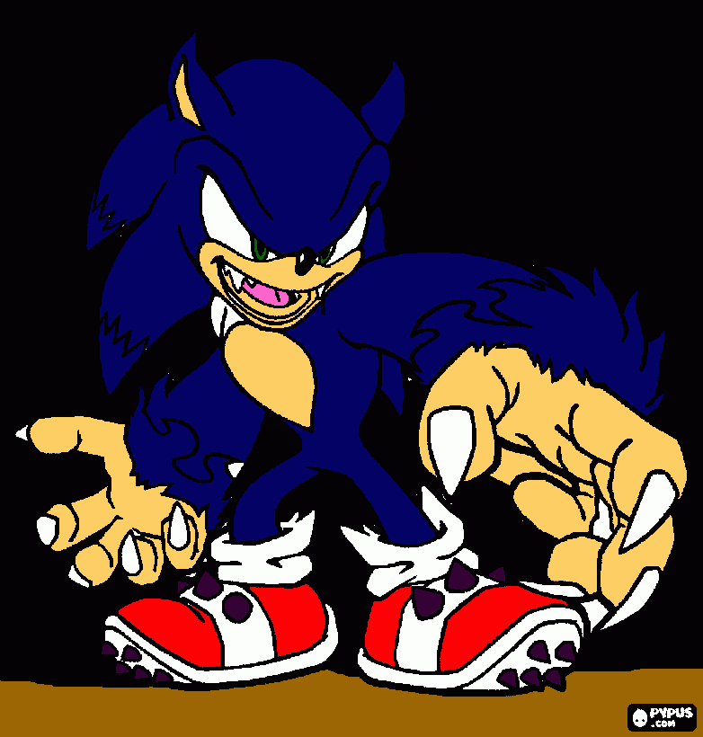sonic werewolf coloring page