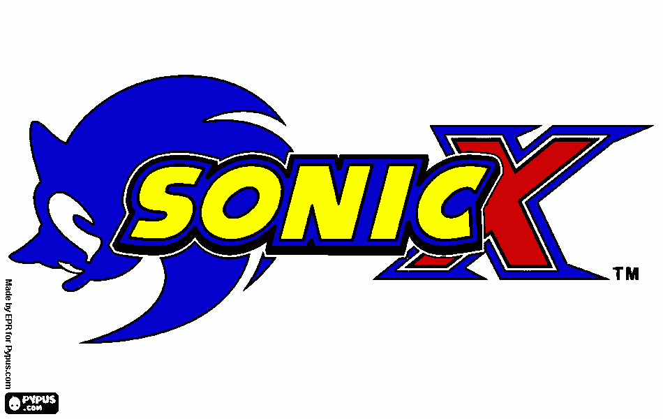 sonic x logo coloring page