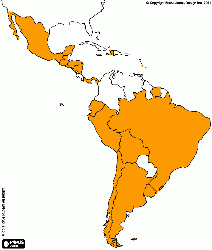 south america map coloring page