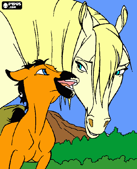 spirit as a baby with his mom coloring page