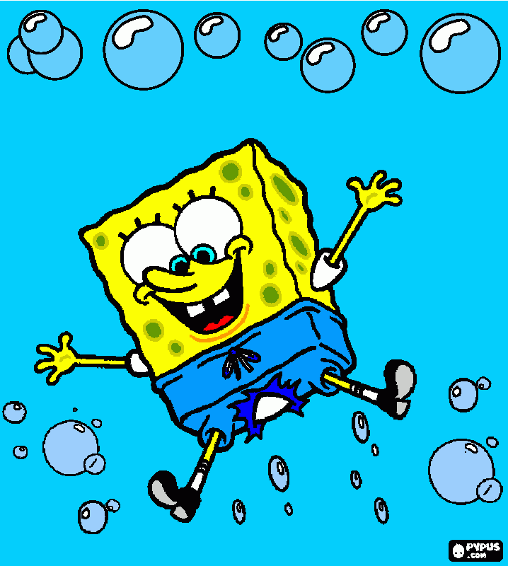 SpongeBob between bubbles(and yes... w/ torn up shorts) coloring page