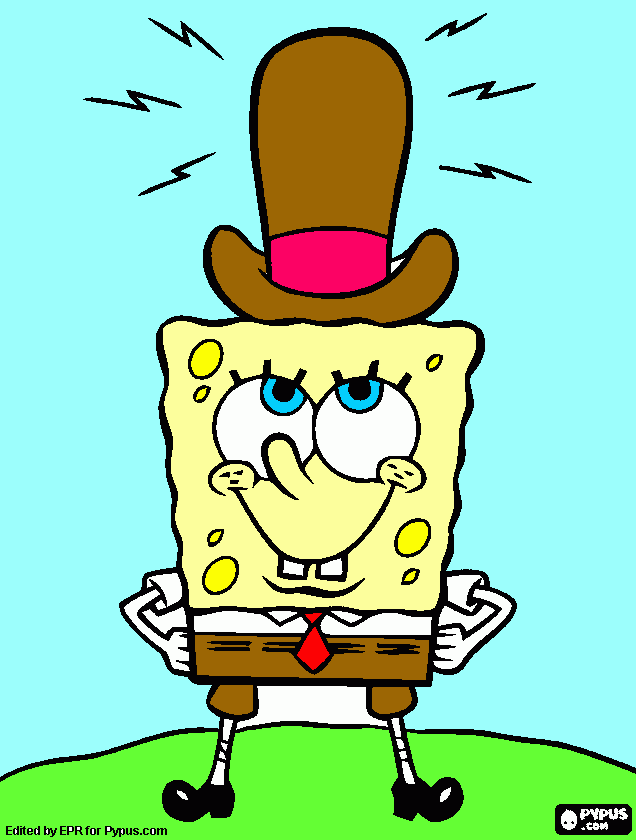 spongebob with a hat coloring page