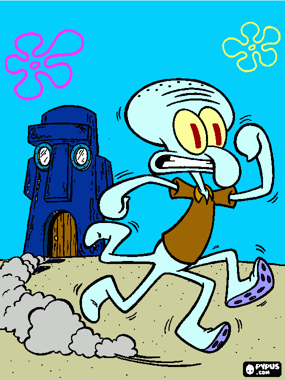 Squidward Tentacles runs away from home! coloring page