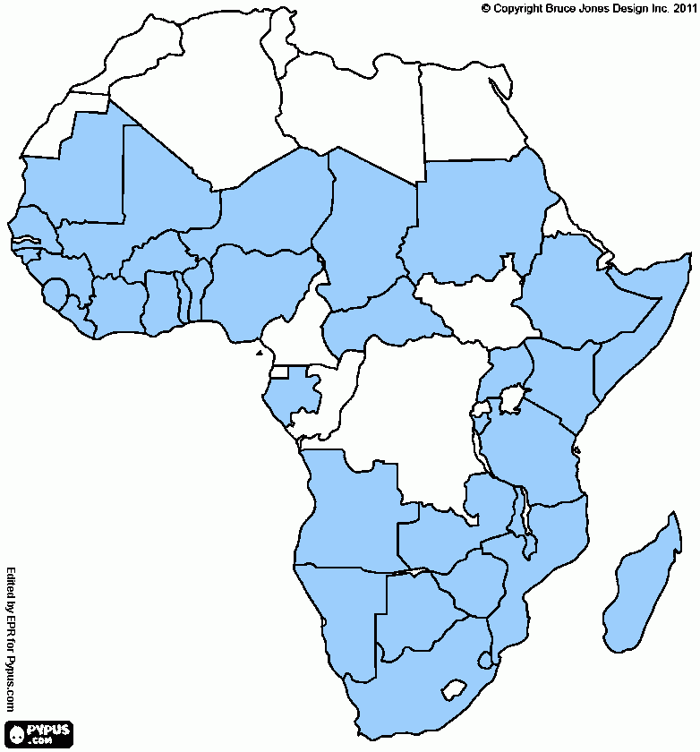 SSA Countries that have NL Diplomatic Missions  coloring page