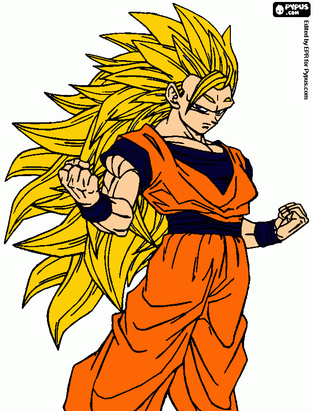 ssj3 Goku (first transform) coloring page