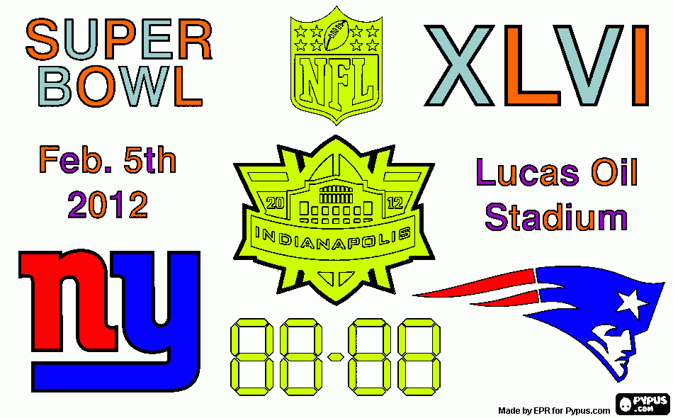 Super Bowl 2012. New England Patriots vs. New York Giants coloring page