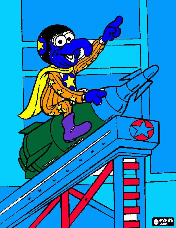Super Gonzo saying Happy Birthday to you coloring page