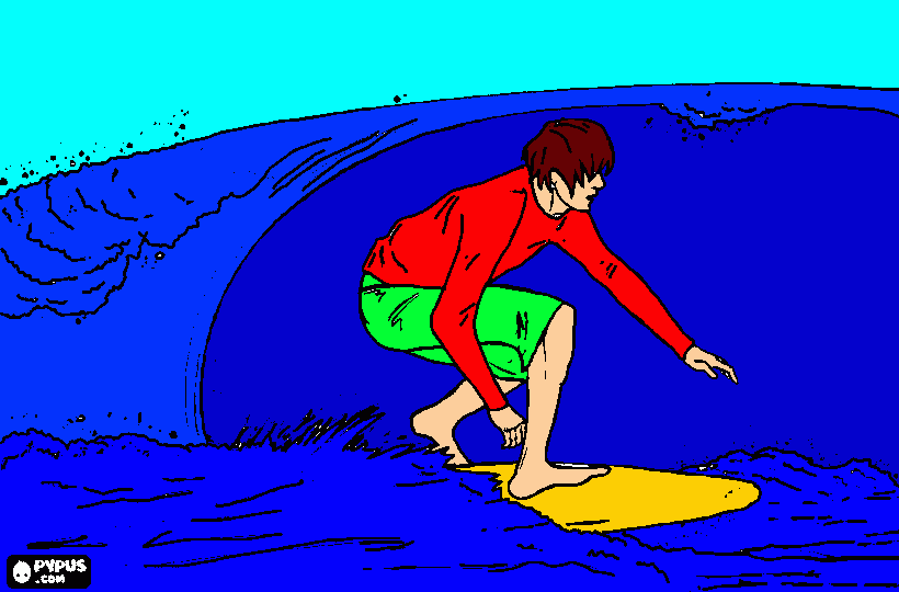 surfing coloring page
