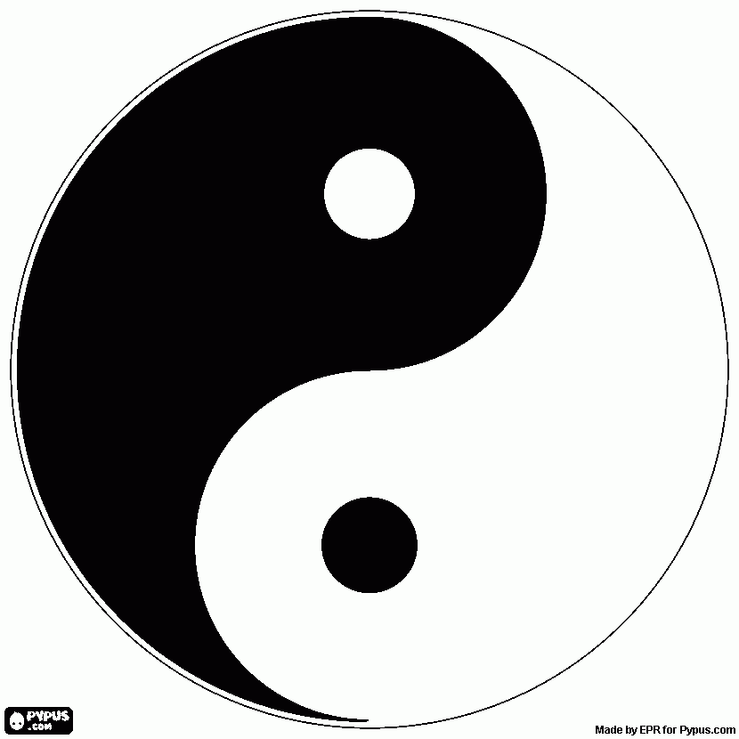 Symbol of the ying and yang for taoist coloring page