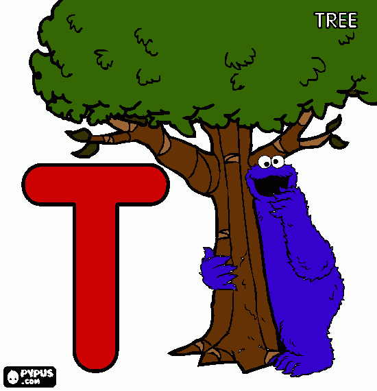 T - tree coloring page