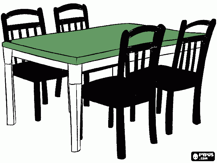 Table & Chairs - white legs coloring page