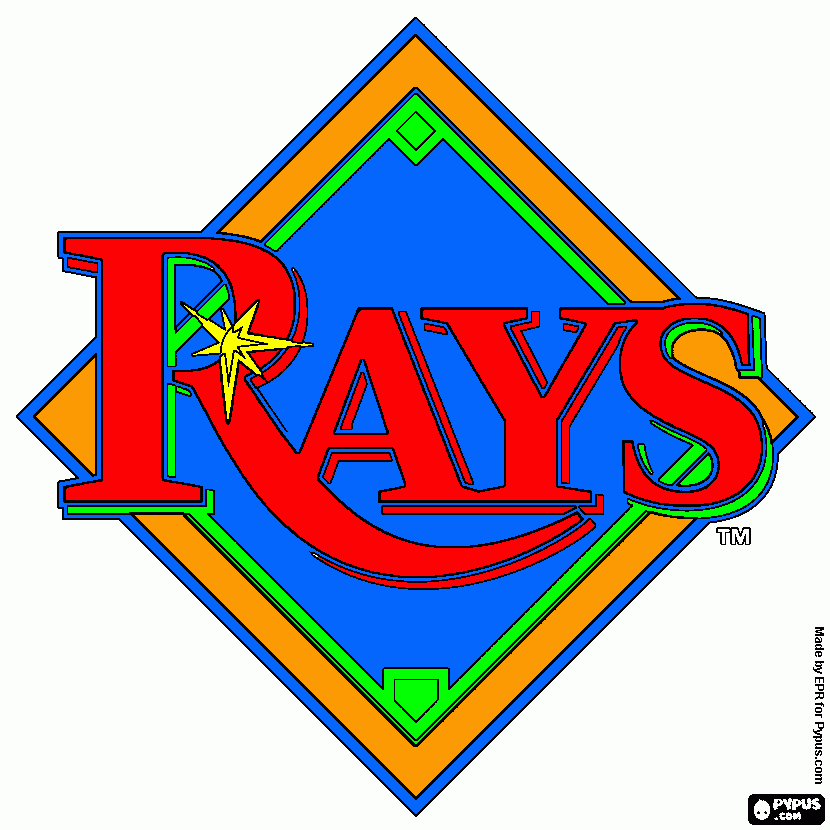Tampa Bay Rays logo, baseball team coloring page