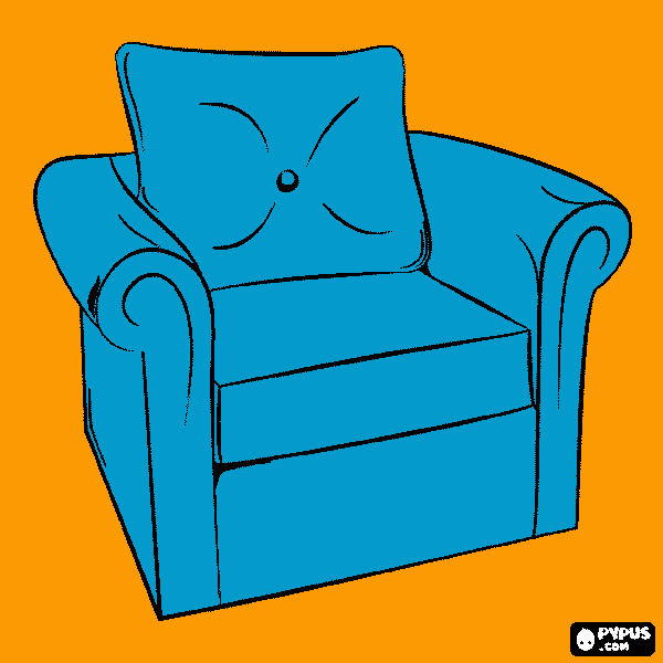 Teal Chair w/ Orange Background  coloring page
