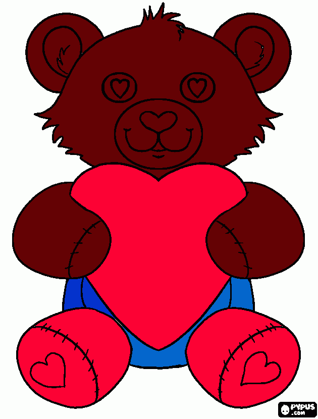 teddy bear with heart  coloring page