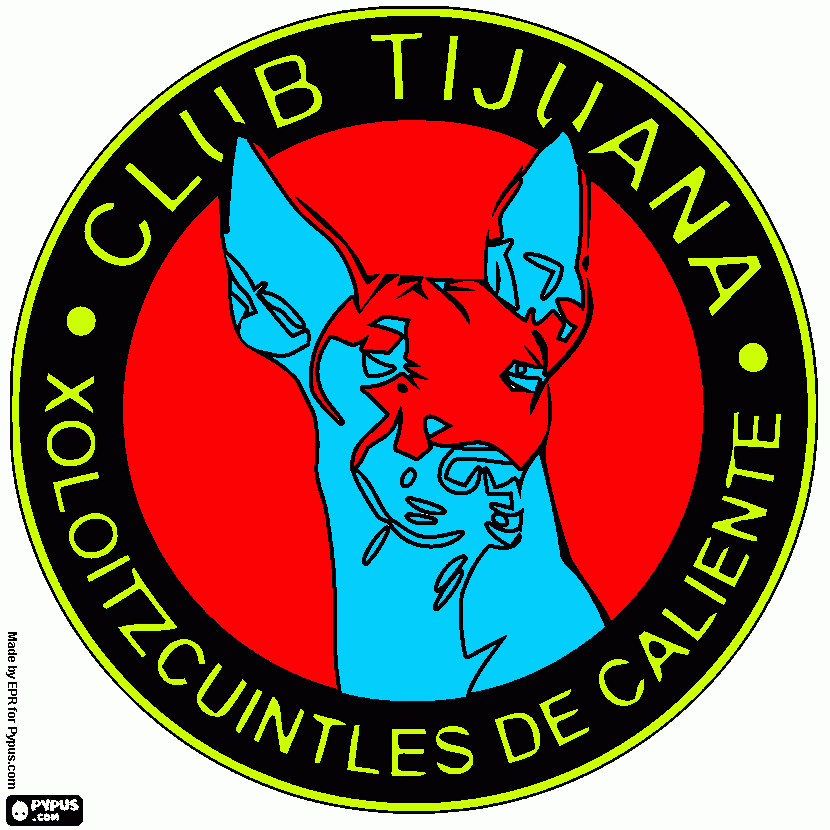 the Club Tijuana Xoloitzcuintles de Caliente, Xolos de Tijuana coloring page
