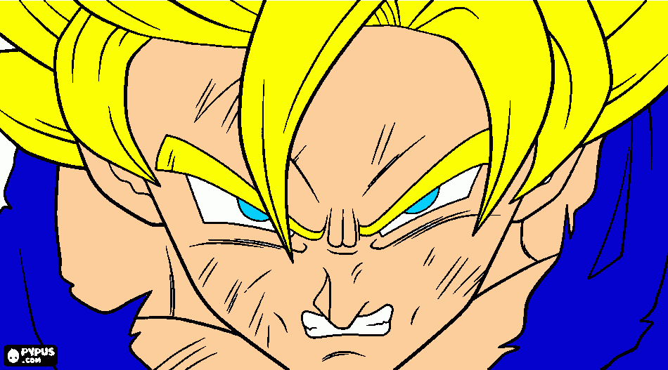 the face of a furious goku coloring page