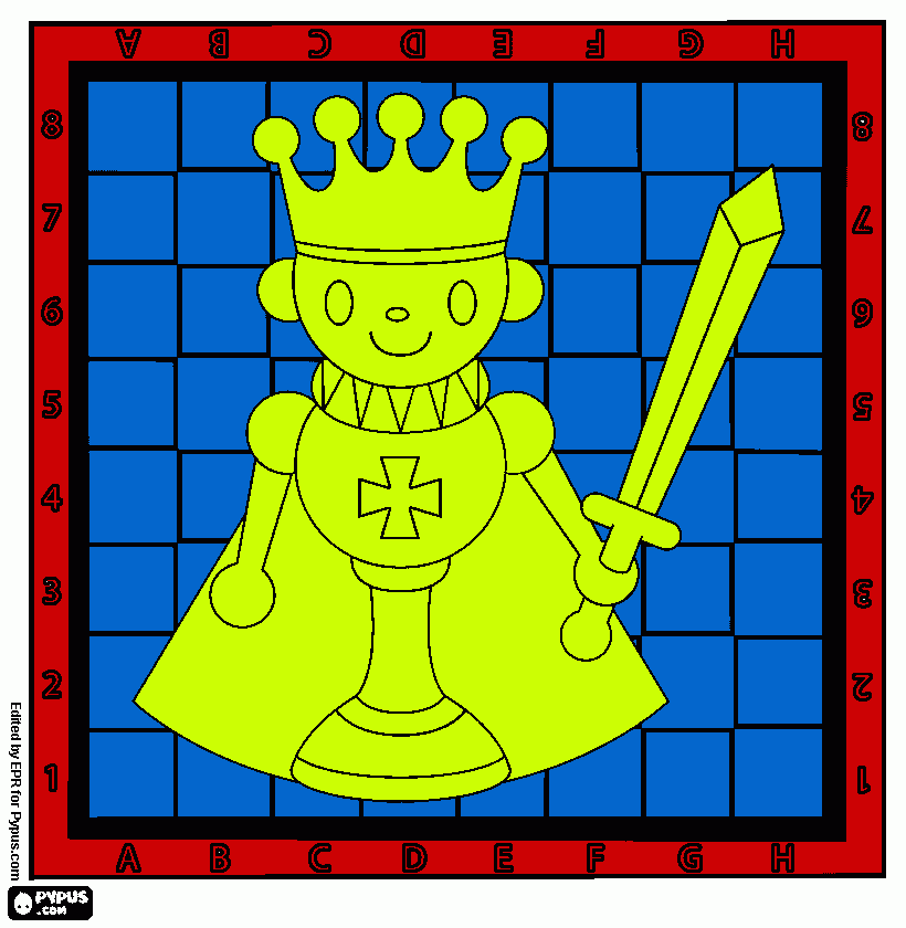THE KING AND THE CHESS BOARD coloring page