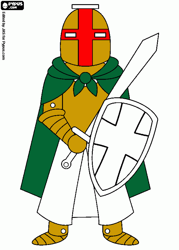 the knight in golden armor coloring page