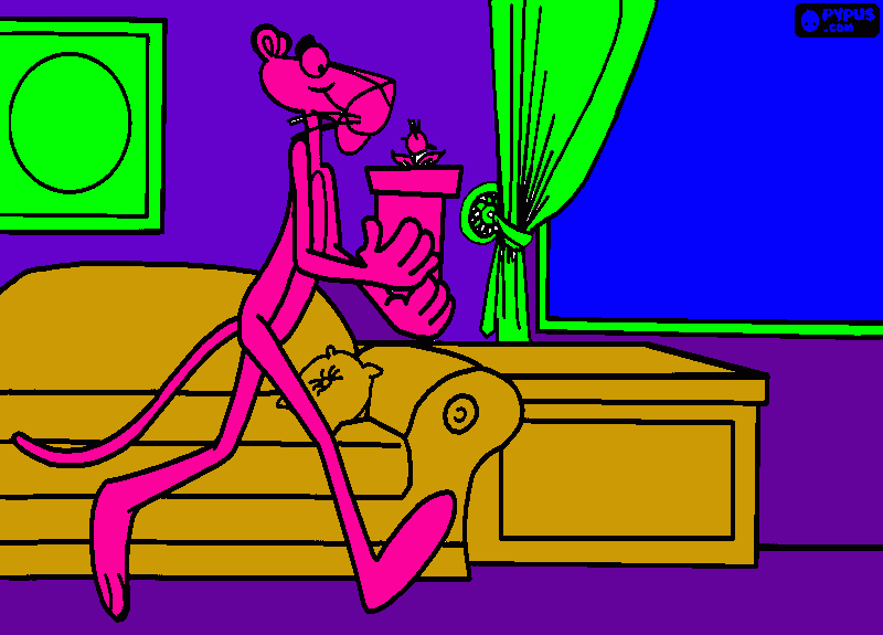 The Pink Panther at home coloring page coloring page