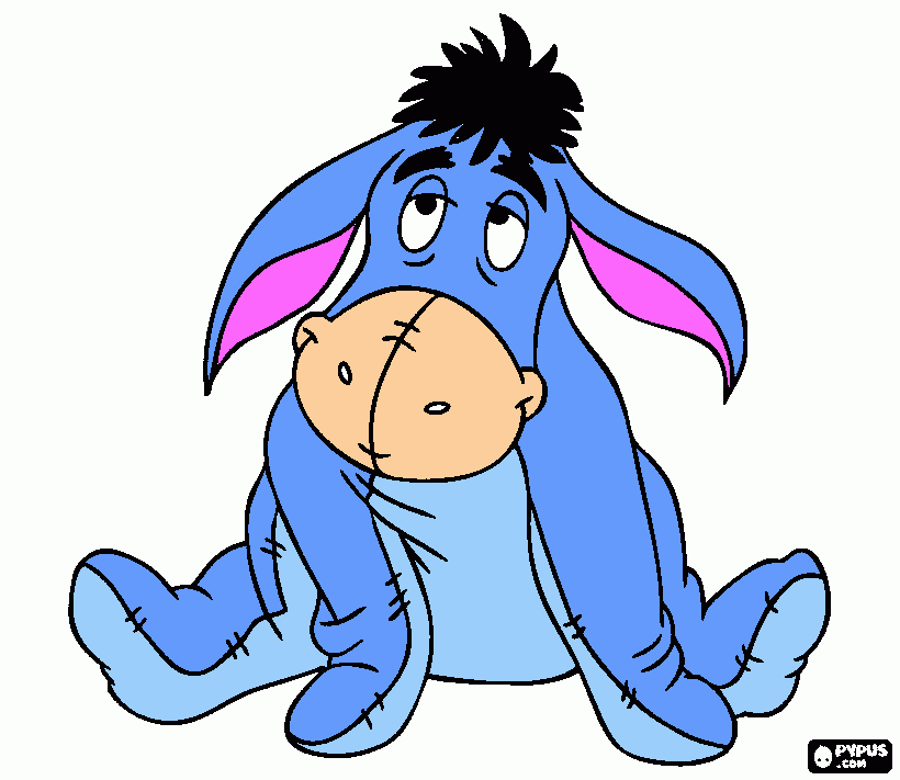 The sad and melancholy donkey Eeyore coloring page