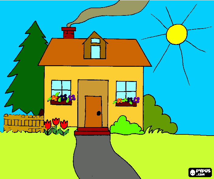 the spring time house coloring page