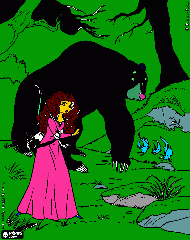this is Brave and her mother turned into a bear coloring page