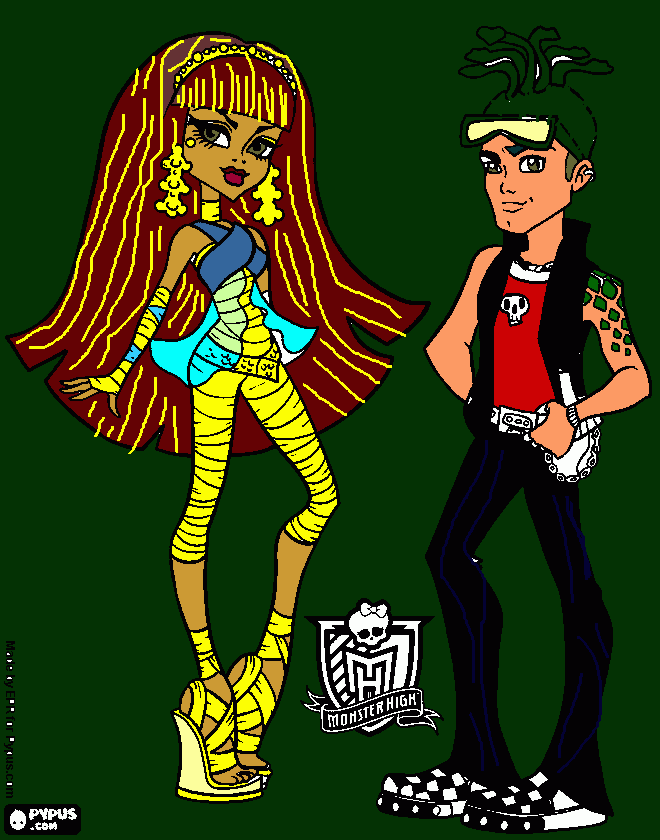 This is Cleo de Nile and Deuce Gorgon, from Monster High! coloring page