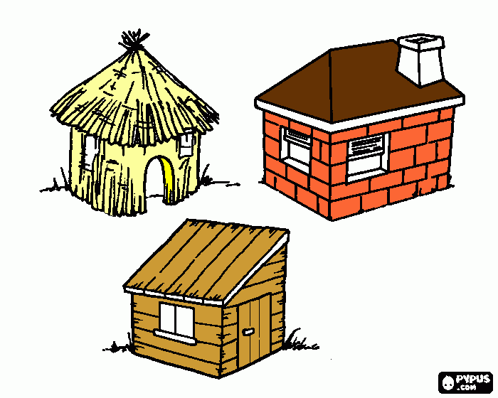 Free Coloring Pages Of 3 Little Pigs Stick House
