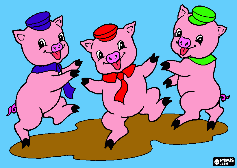 three pigs coloring page